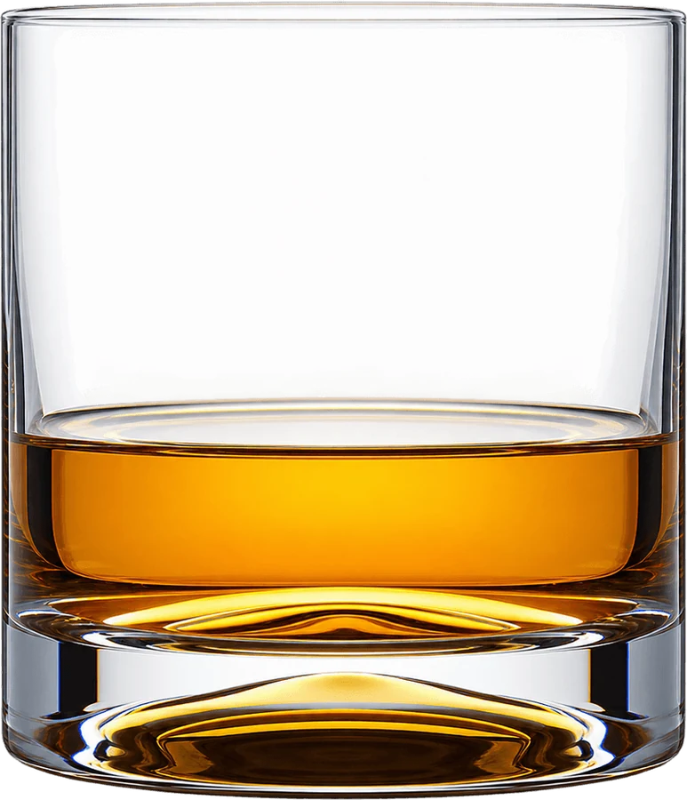A rocks glass holding a measure of whisky, no ice.
